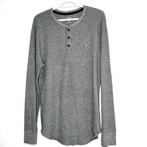 Hollister XL Mens Shirt Knit Long Sleeves Gray